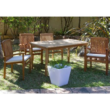 Mesa de teca con 4 sillones - 150x90x75h 2