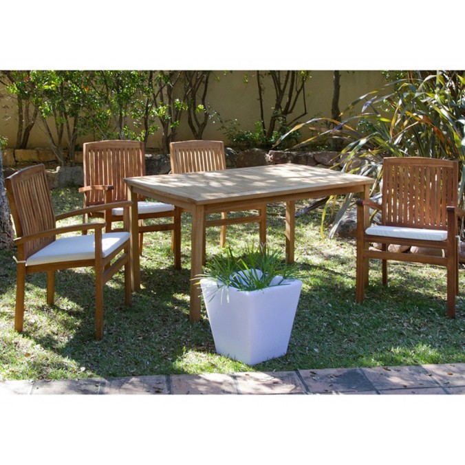 Mesa de teca con 4 sillones - 150x90x75h Mesa de teca con 4 sillones - 150x90x75h