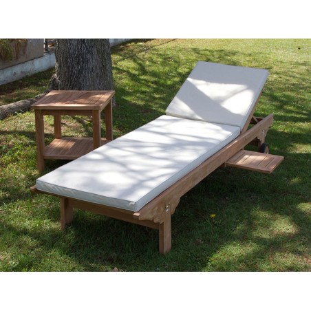 Tumbona de teca con cojín - 200x65x32h