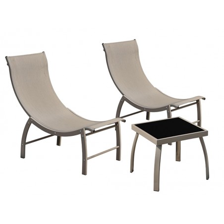 Jgo 3 piezas tumbonas marrones - 106x58x94h