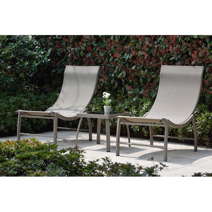 Jgo 3 piezas tumbonas marrones - 106x58x94h