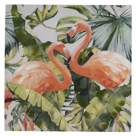 Lienzo flamencos impreso y retocado a mano - 100x100x3cm