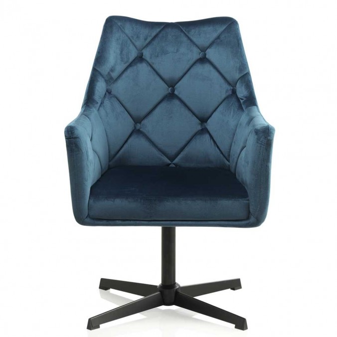 Sillón vintage giratorio en terciopelo azul 67x68x99h Sillón vintage giratorio en terciopelo azul 67x68x99h