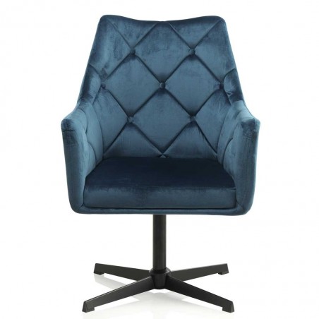 Sillón vintage giratorio en terciopelo azul 67x68x99h