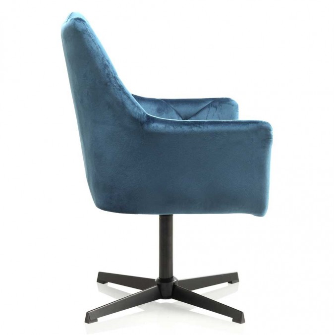 Sillón vintage giratorio en terciopelo azul 67x68x99h Sillón vintage giratorio en terciopelo azul 67x68x99h