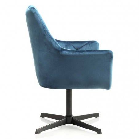 Sillón vintage giratorio en terciopelo azul 67x68x99h