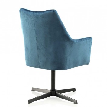 Sillón vintage giratorio en terciopelo azul 67x68x99h 2