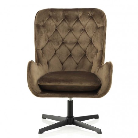 Sillón vintage giratorio en terciopelo marrón 70x84x100h