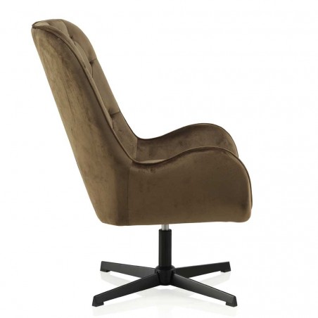 Sillón vintage giratorio en terciopelo marrón 70x84x100h