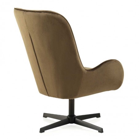 Sillón vintage giratorio en terciopelo marrón 70x84x100h