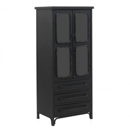 Vitrina con tres cajones estilo industrial 52x38x122h