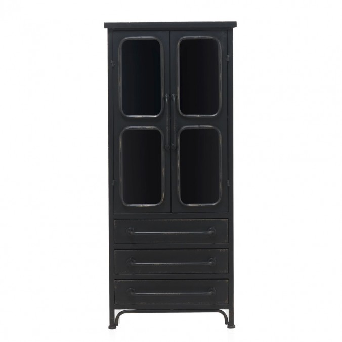 Vitrina con tres cajones estilo industrial 52x38x122h