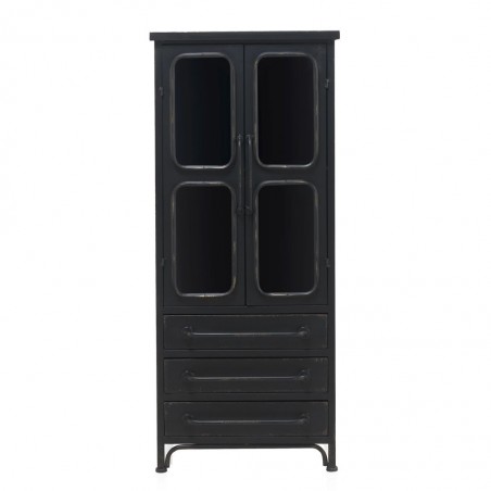 Vitrina con tres cajones estilo industrial 52x38x122h