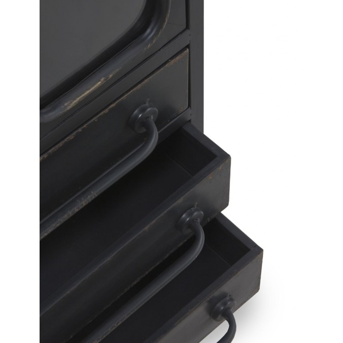 Vitrina con tres cajones estilo industrial 52x38x122h