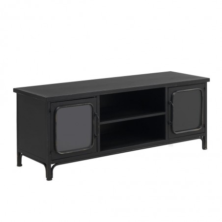 Mueble TV con cristal de estilo industrial 122x42x46h
