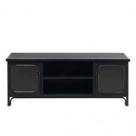 Mueble TV con cristal de estilo industrial 122x42x46h