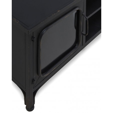 Mueble TV con cristal de estilo industrial 122x42x46h