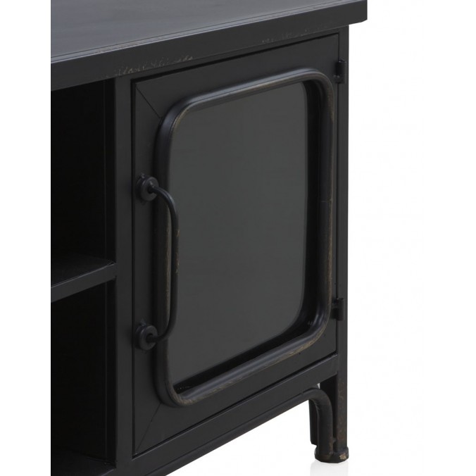 Mueble TV con cristal de estilo industrial 122x42x46h