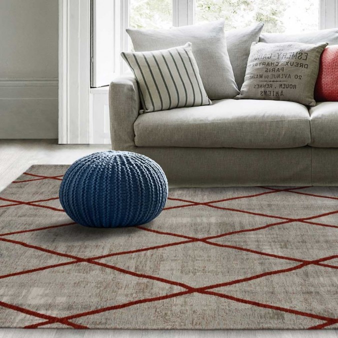 Alfombra Antik Chenille CROSS RED - varios tamaños