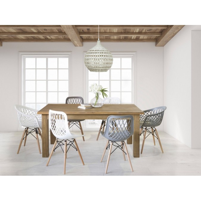 Mesa comedor estilo rústico madera de teca - 180x90x78h