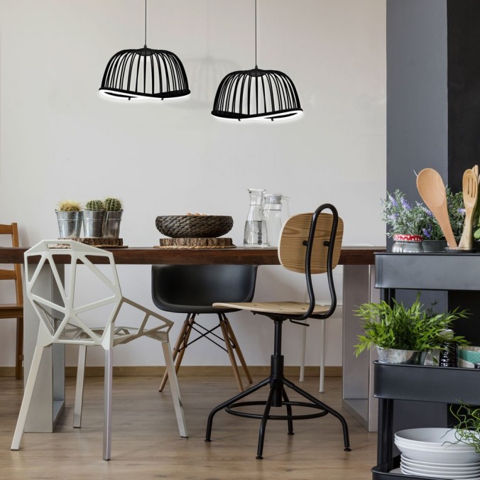 Lámpara techo LED serie CELESTE negro 81cm