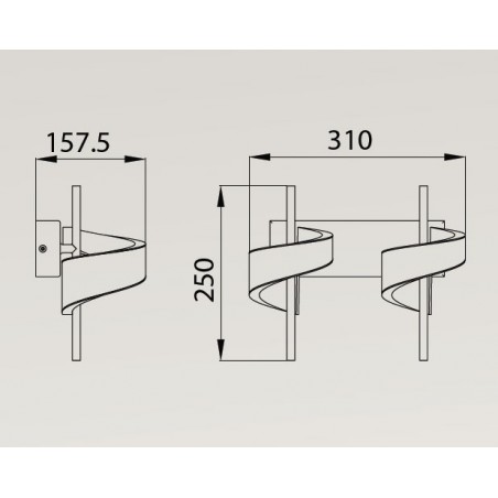 Aplique pared 2 luces LED Tsunami