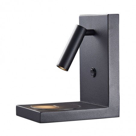 Aplique negro foco LED con cargador movil inducción