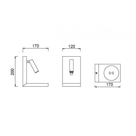 Aplique negro foco LED con cargador movil inducción