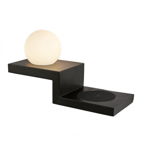 Aplique negro tulipa LED con cargador movil inducción