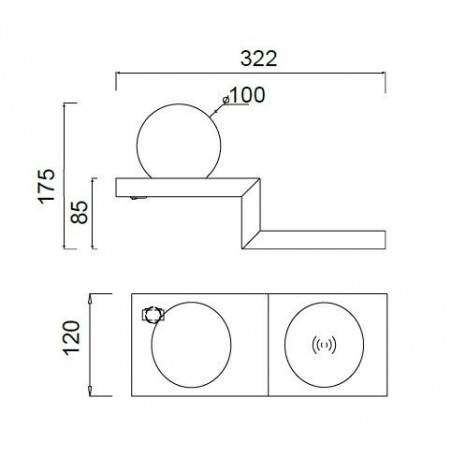 Aplique negro tulipa LED con cargador movil inducción