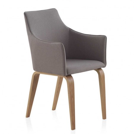 Sillón tapizado patas roble 55x55x86h