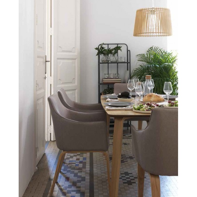 Sillón tapizado patas roble 55x55x86h