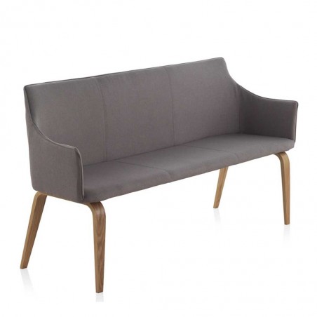 Banco tapizado patas roble 165x55x86h