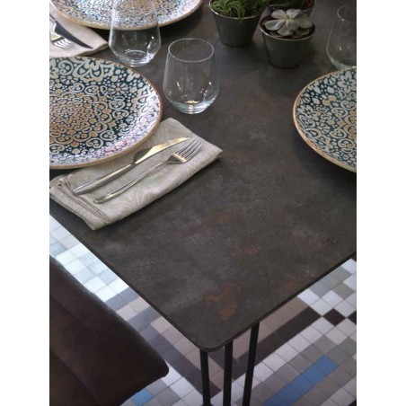 Mesa comedor efecto piedra óxido 160x90x77h