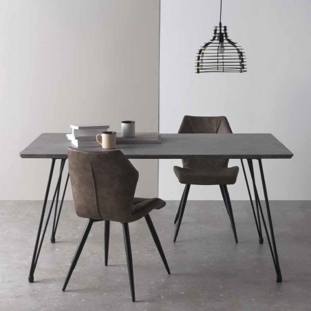Mesa comedor efecto cemento gris 160x90x77h