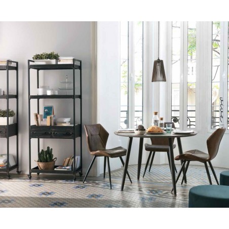 Mesa comedor redonda efecto cemento 110x75h