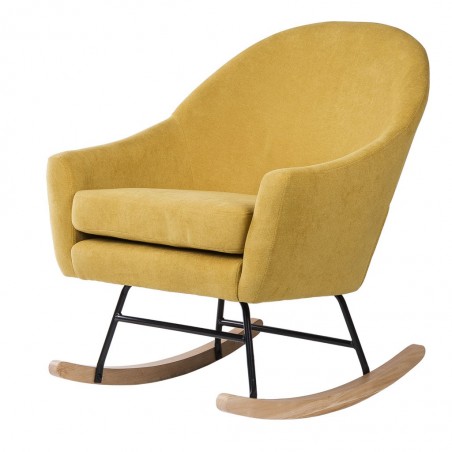 Mecedora Mostaza con patines madera 76x91x87h