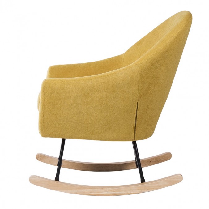 Mecedora Mostaza con patines madera 76x91x87h
