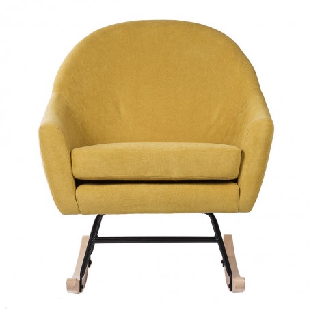 Mecedora Mostaza con patines madera 76x91x87h