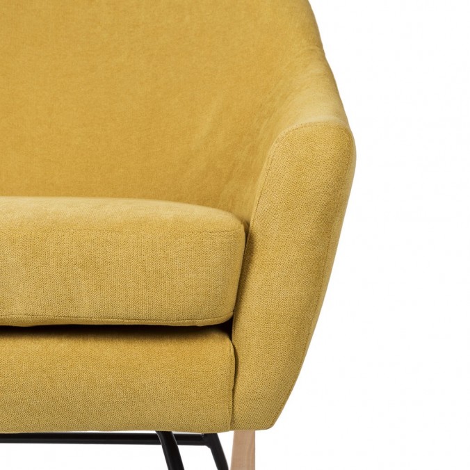 Mecedora Mostaza con patines madera 76x91x87h