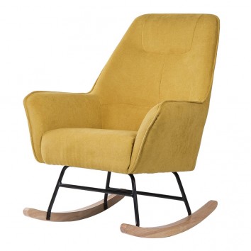 Mecedora Mostaza con patines madera 77x88x97h