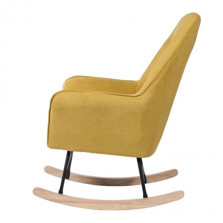 Mecedora Mostaza con patines madera 77x88x97h