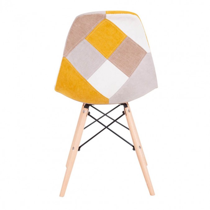 Silla Patchwork mostaza patas de haya 47x55x82h