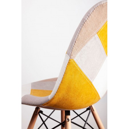 Silla Patchwork mostaza patas de haya 47x55x82h