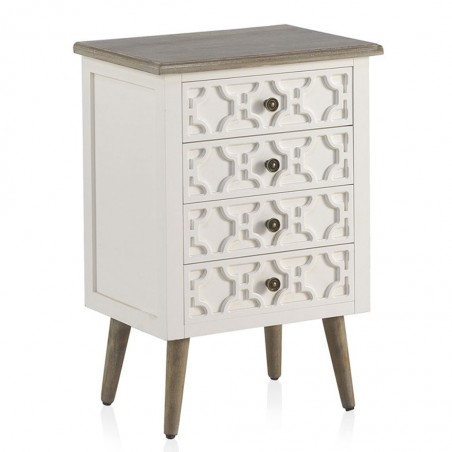 Mesita de noche 4 cajones estilo Romántico 48x35x92h