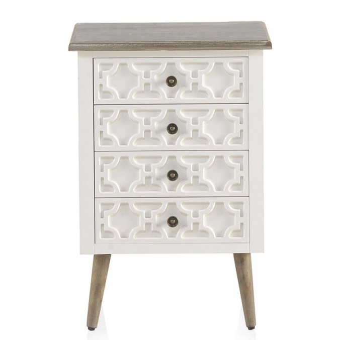 Mesita de noche 4 cajones estilo Romántico 48x35x92h