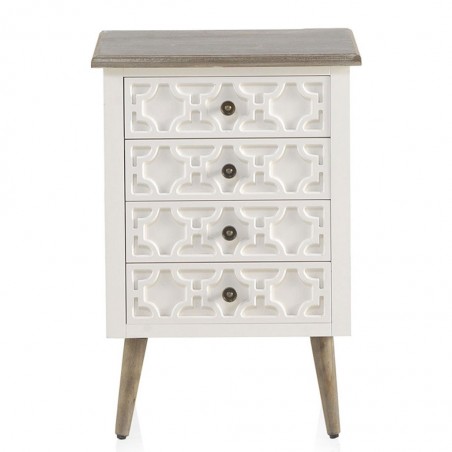 Mesita de noche 4 cajones estilo Romántico 48x35x92h