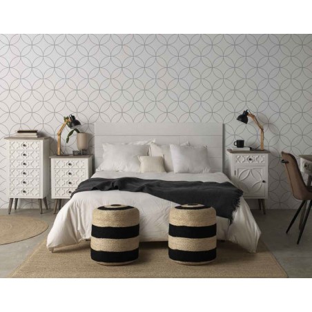 Mesita de noche cajón y puerta estilo Romántico 48x35x76h