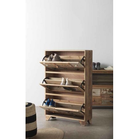 Zapatero estilo industrial 80x25x128h chapa de abeto.