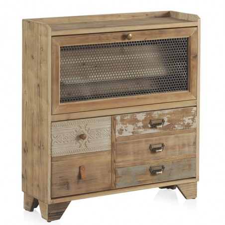 Zapatero estilo industrial 80x25x90h chapa de abeto.